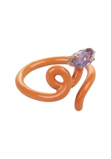 Baby Vine Tendril Ring In Orange BEA BONGIASCA | VR114YGS-NP1O